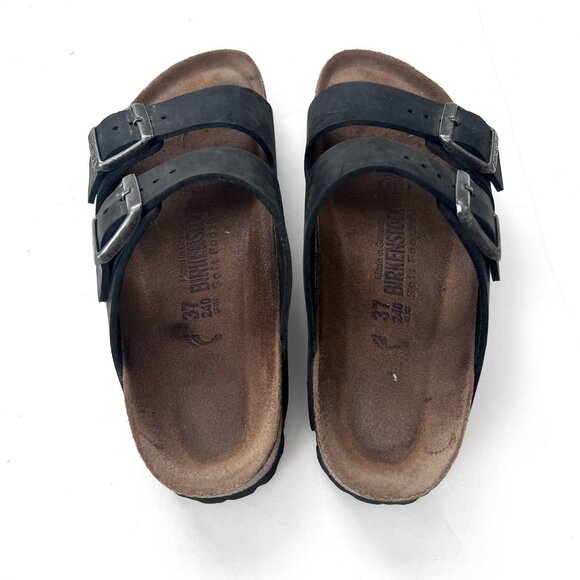 Birkenstock Size 37 Womens Sandals Dark Blue Double Buckles Slip On Footbeds - Picture 2 of 8